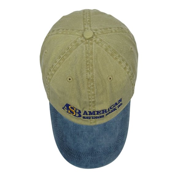 Anvil American Savings Bank Adjustable Cap Trucker Baseball Hat Blue Khaki - Picture 10 of 12